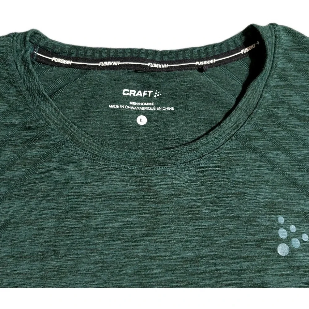 Craft Fuseknit Comfort RN LS Mens L Green Seamless Base Layer Shirt Running